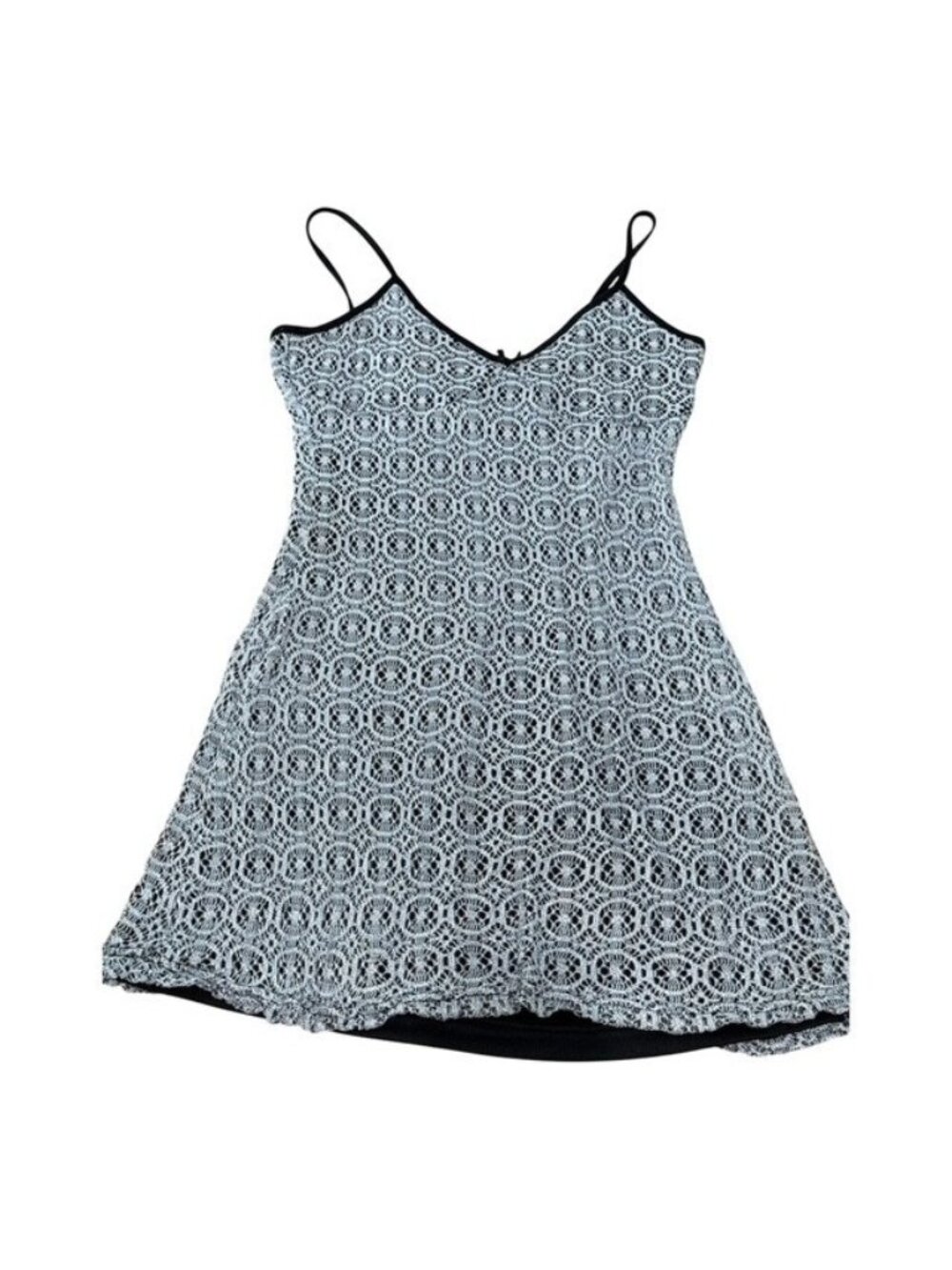 Vintage Moda International Lace Overlay Babydoll Mini Slip Dress Y2K XS XXS Blk